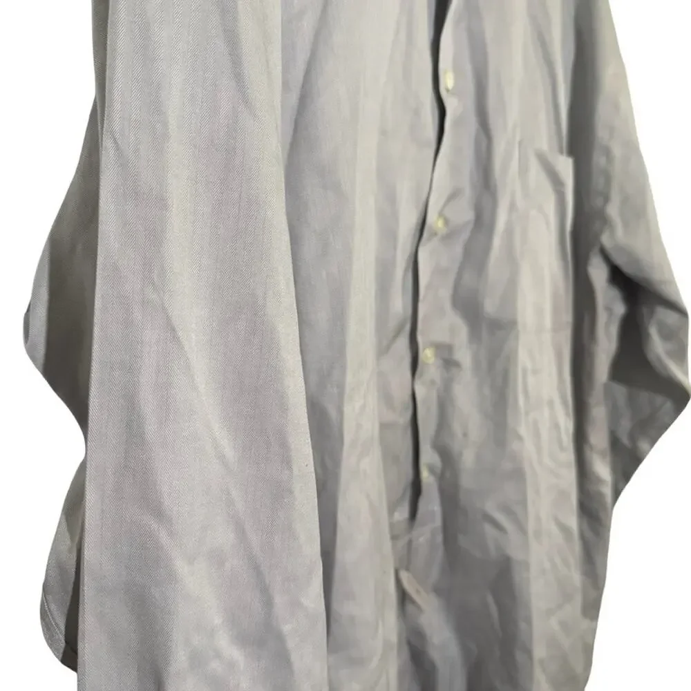 Joseph Abboud No Wrinkle Gray Herringbone Egyptian Cotton Dress Shirt 19 34/35